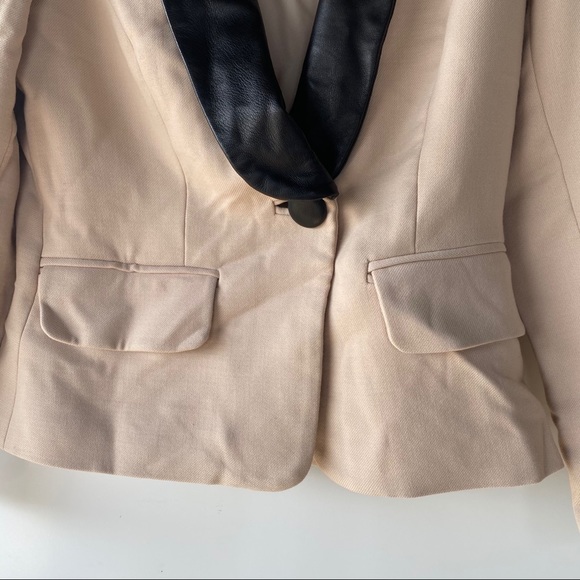 Milly New York Blazer with black leather trim Sz 6 - Picture 4 of 6